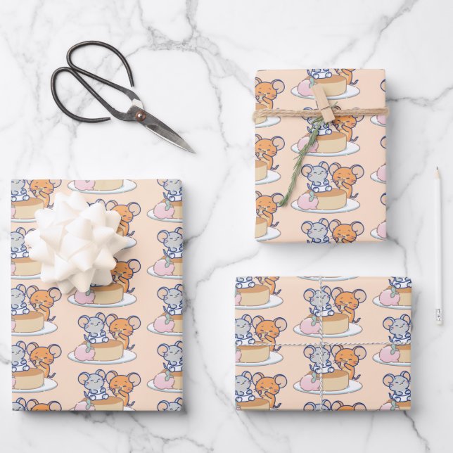 Anime Tuffy and Jerry Cheesecake Wrapping Paper Sheet (Front)