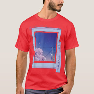 Anime Vaporwave Japanese Night City Cherry Blossom T-Shirt
