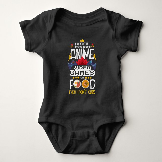 Anime Video Game Food Gamer Nerd Gaming Controller Baby Bodysuit (Front)