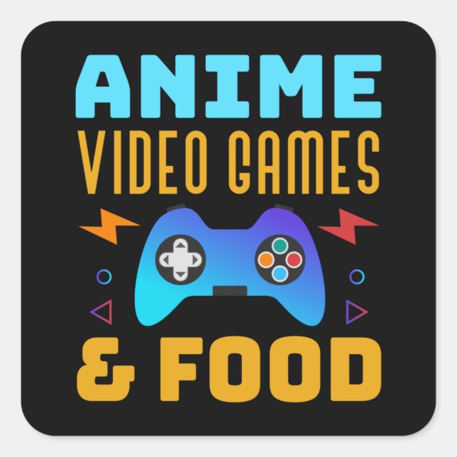 Anime, Video Games & Food | Lovely Design Square Sticker (Front)