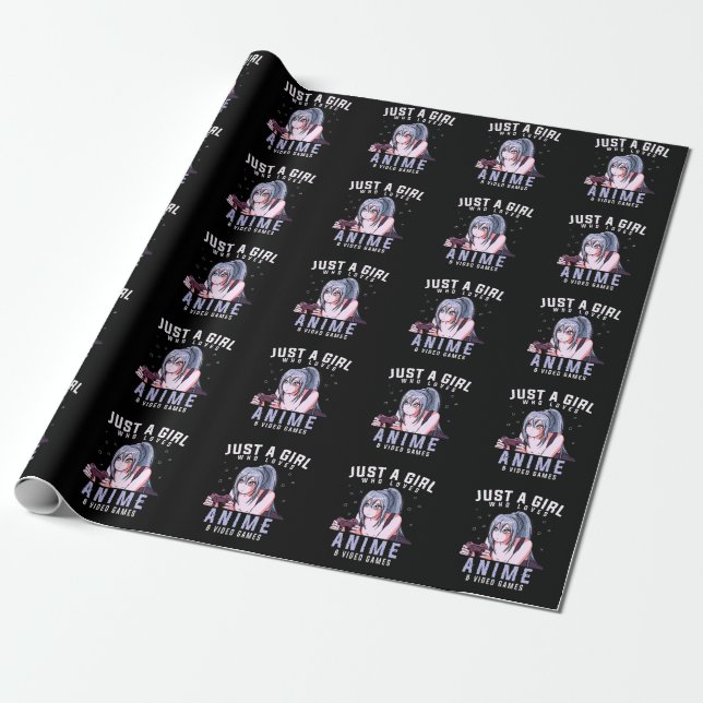 Anime Video Games Girl Otaku Japan Gaming Wrapping Paper (Unrolled)
