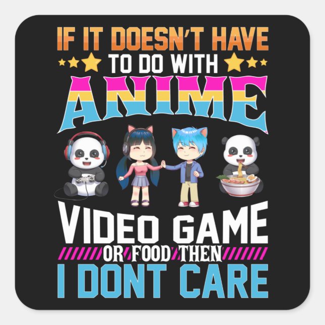 Anime Video Gaming Food Japanese for Gaming Manga Square Sticker (Front)