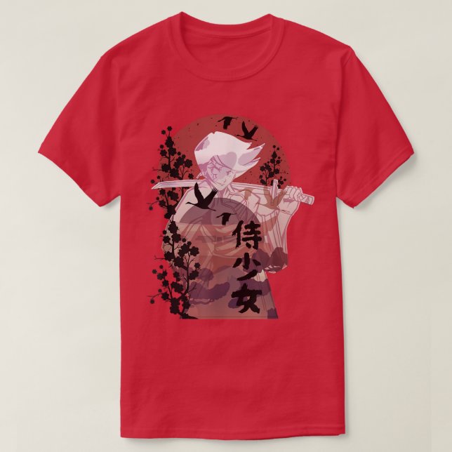 Anime Warrior Samurai Girl  T-Shirt (Design Front)