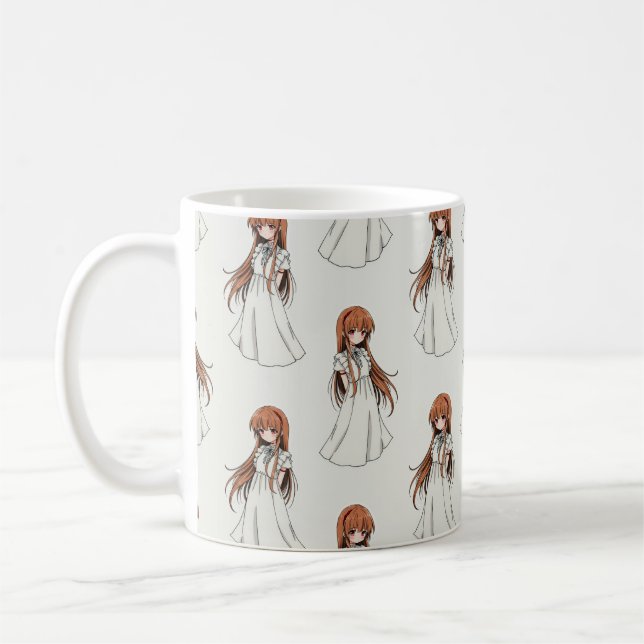 Anime Weeb Girl Manga Pattern Design  Coffee Mug (Left)