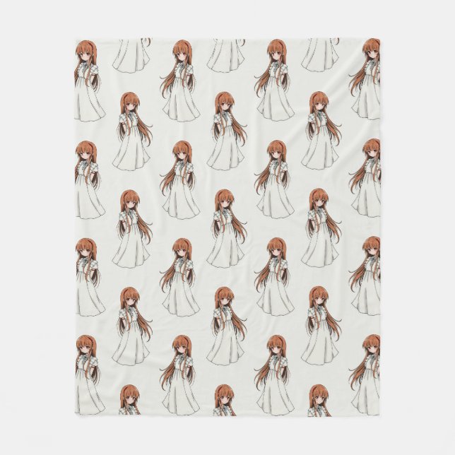 Anime Weeb Girl Manga Pattern Design  Fleece Blanket (Front)