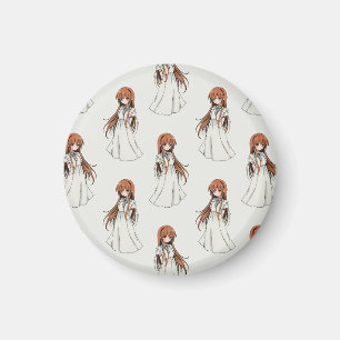 Anime Weeb Girl Manga Pattern Design  Magnet