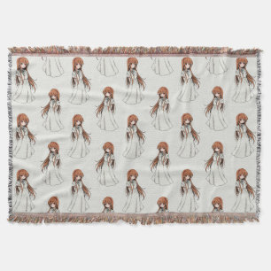 Anime Weeb Girl Manga Pattern Design  Throw Blanket