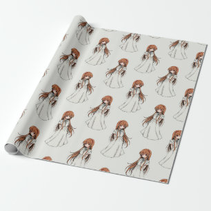 Anime Weeb Girl Manga Pattern Design Wrapping Paper