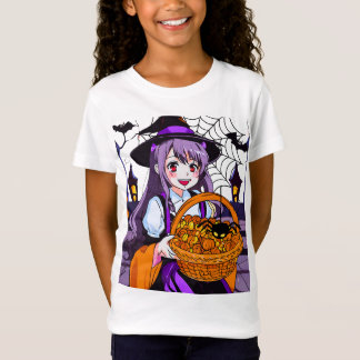 Anime Witch with Basket of Pumpkins T-Shirt