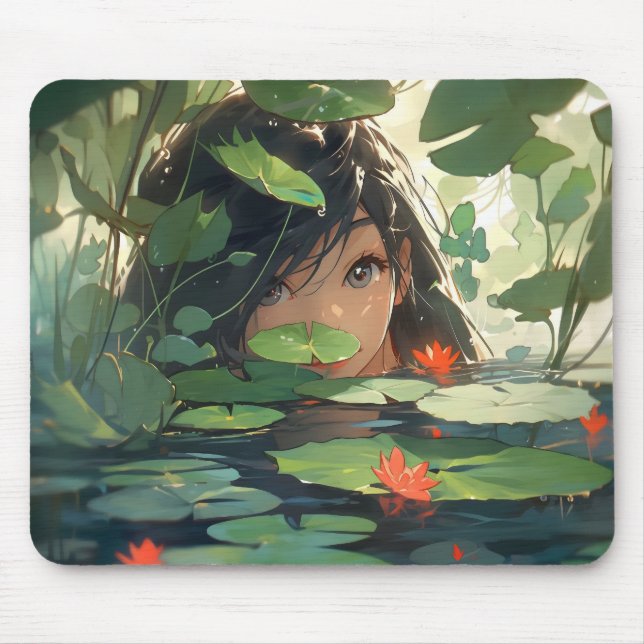 Anime Woman in Lake Mouse Pad (Front)