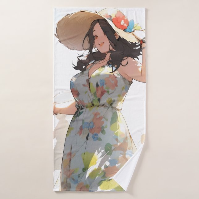 Anime Woman Plus Size Bath Towel (Bath Towel)