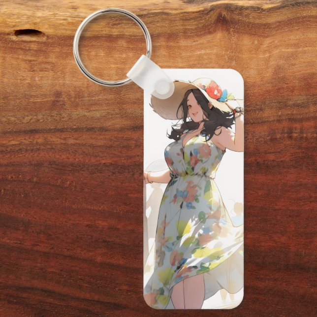 Anime Woman Plus Size Key Ring (Front)