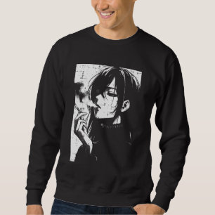 Anime Woman Smoking Japanese Manga Art Emo Otaku M Sweatshirt