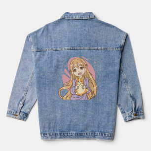 Anime Woman with a Corgi Denim Jacket