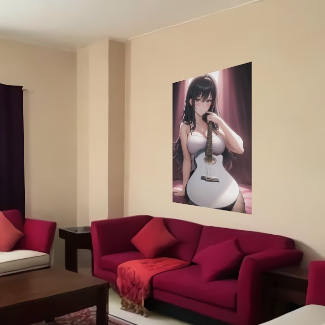 Anime young lady holding a guitar | AI Art Poster (Creator Uploaded)