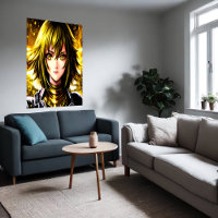 Anime young lady yellow hair and eyes | AI Art