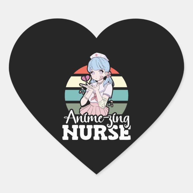 Anime-zing Nurse Japanese Anime National Nurse Day Heart Sticker (Front)
