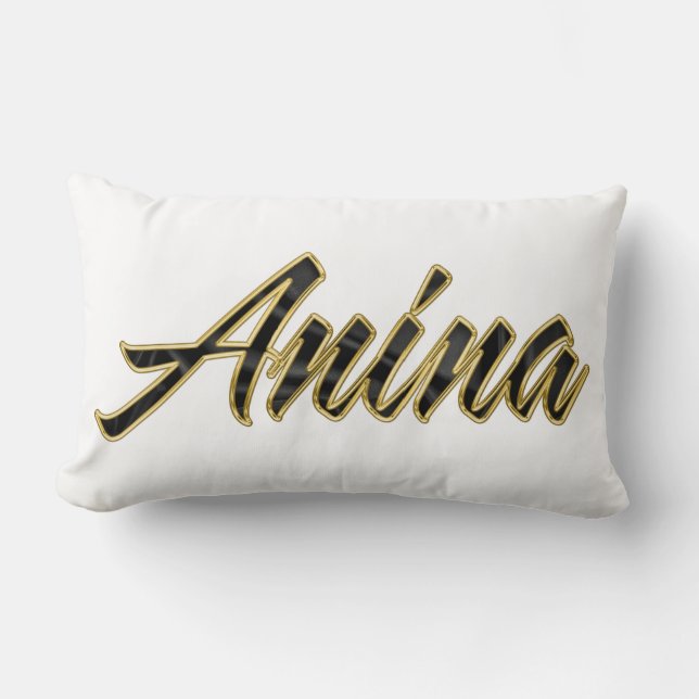 Anina black gold lettering pillow decor (Front)