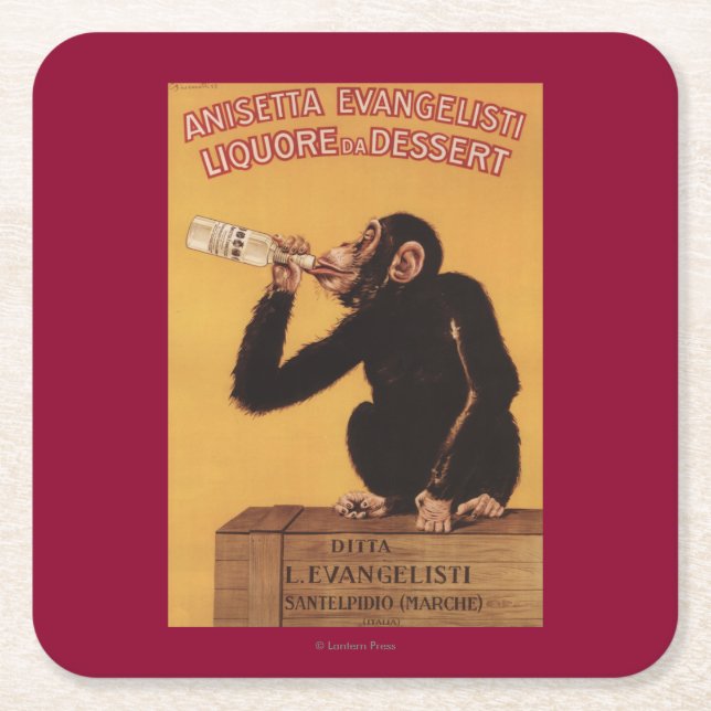 Anisetta Evangelisti Liquore da Dessert Square Paper Coaster (Front)