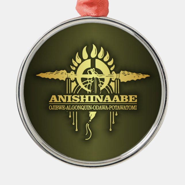 Anishinaabe 2o metal tree decoration (Front)