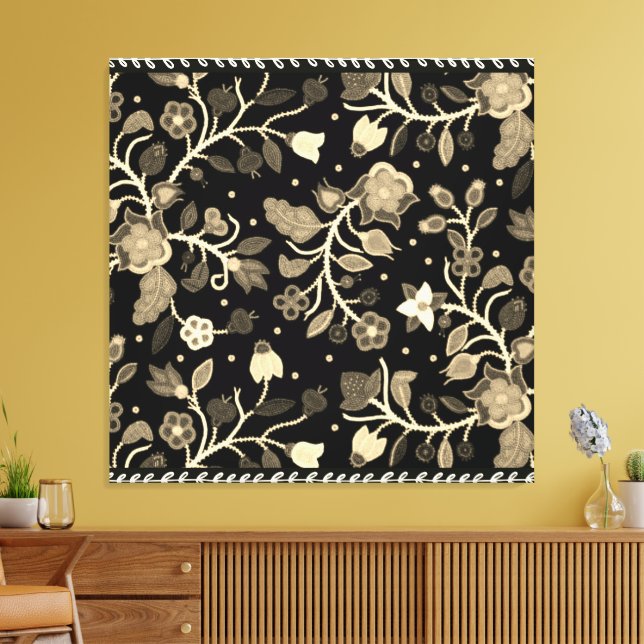 Anishinaabe Floral Beaded Applique Art Canvas Print (Insitu(LivingRoom))