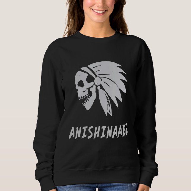 Anishinaabe Native American Indian Evil Skull Sweatshirt (Front)
