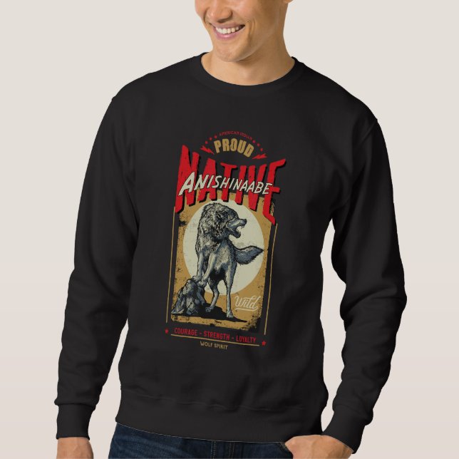 Anishinaabe Native American Indian Wolf Spirit Ret Sweatshirt (Front)