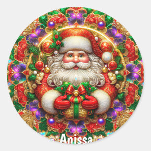 ANISSA ~ SHINY SANTA Christmas ~ Classic Round Sticker