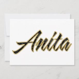 Anita black gold lettering card