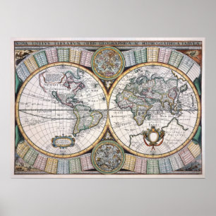 Anitique Replica Map of the World Poster