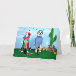 Aniversary card, humourous,  dogs in clothes card