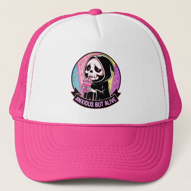 Anixous but alive  trucker hat (Front)