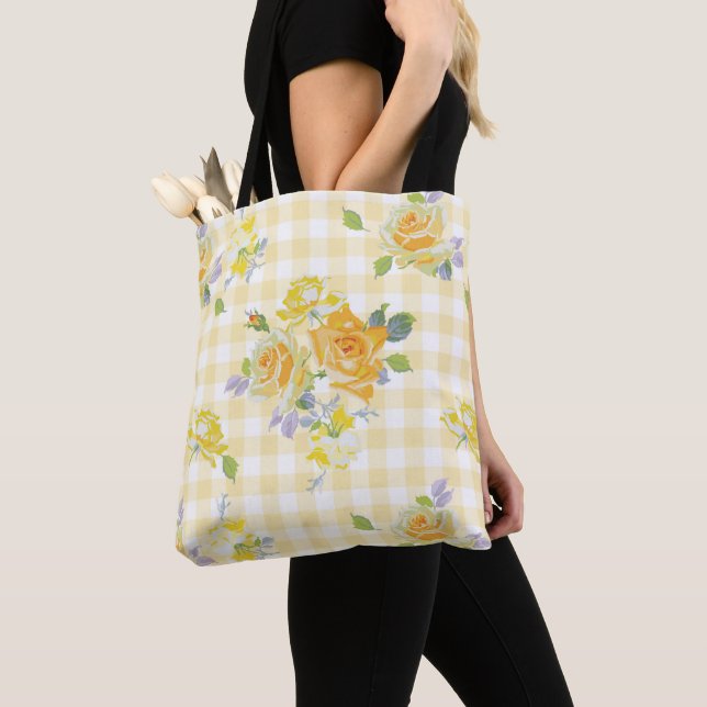 Anja buttercup Gingham  Tote Bag (Close Up)