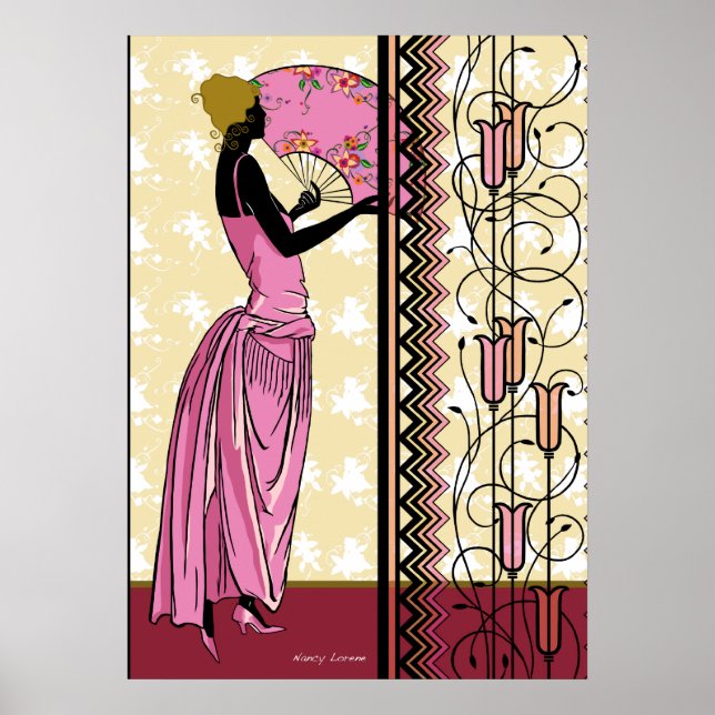 ANJANETTE: Art Deco Fashion in Pink and Yellow Poster (Front)