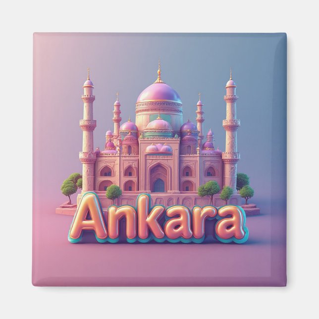 Ankara Fantasy Monument With Pastel Domes Magnet (Front)