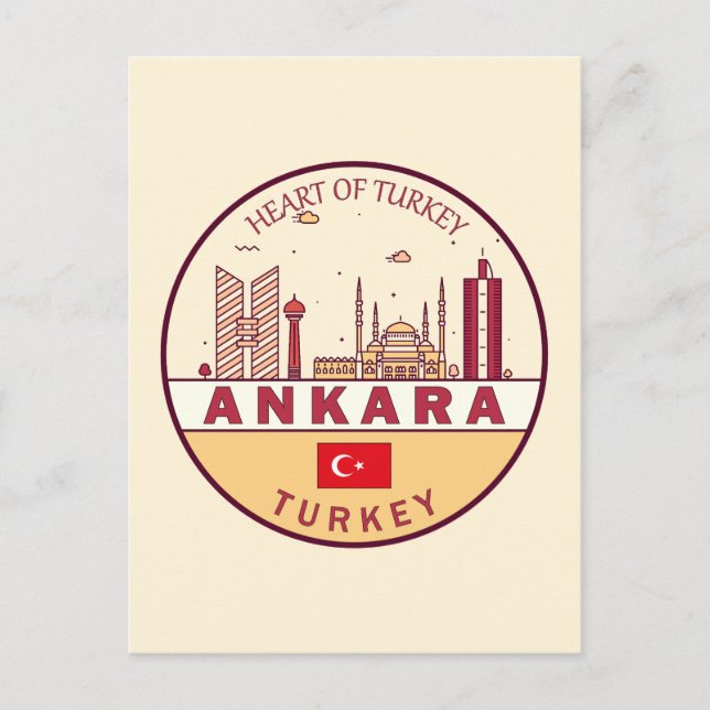Ankara Turkey City Skyline Emblem Postcard (Front)