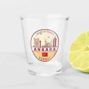 Ankara Turkey City Skyline Emblem Shot Glass