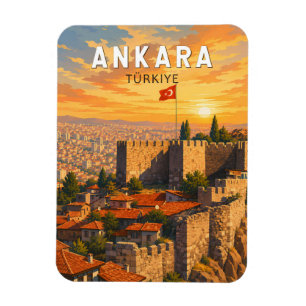 Ankara Turkey Illustration Travel Art Vintage Magnet
