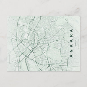 Ankara Turkey Map Minimal Postcard