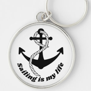 Anker black and white Sailing is my life Key Ring