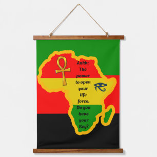 Ankh/Black Culture/Wood Topped Wall Tapestry