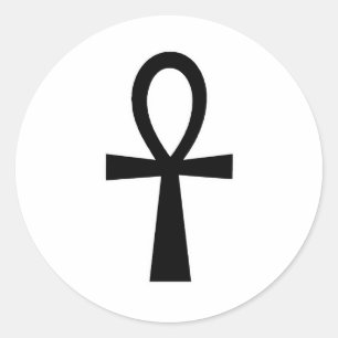 Ankh Egyptian Hieroglyphic Symbols Life Key Black Classic Round Sticker