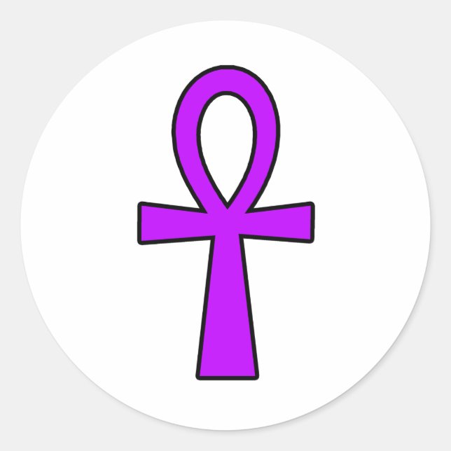 Ankh Egyptian Hieroglyphic Symbols Life Key Purple Classic Round Sticker (Front)
