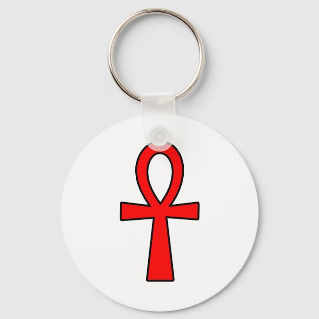 Ankh Egyptian Hieroglyphic Symbols Life Key Red Key Ring (Front)