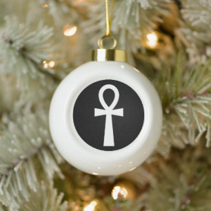 Ankh Egyptian Symbol Ceramic Ball Christmas Ornament