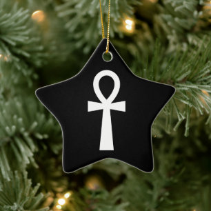 Ankh Egyptian Symbol Ceramic Tree Decoration