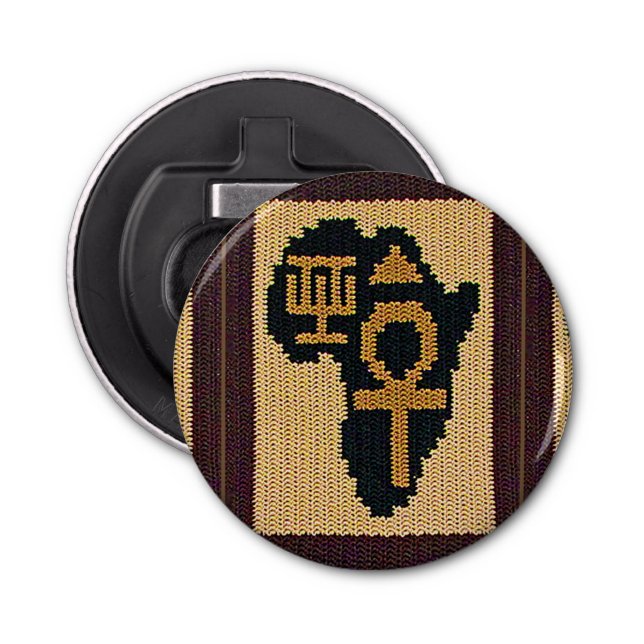 Ankh & Excellence Symbol Africa Map Crochet Print Bottle Opener (Front)