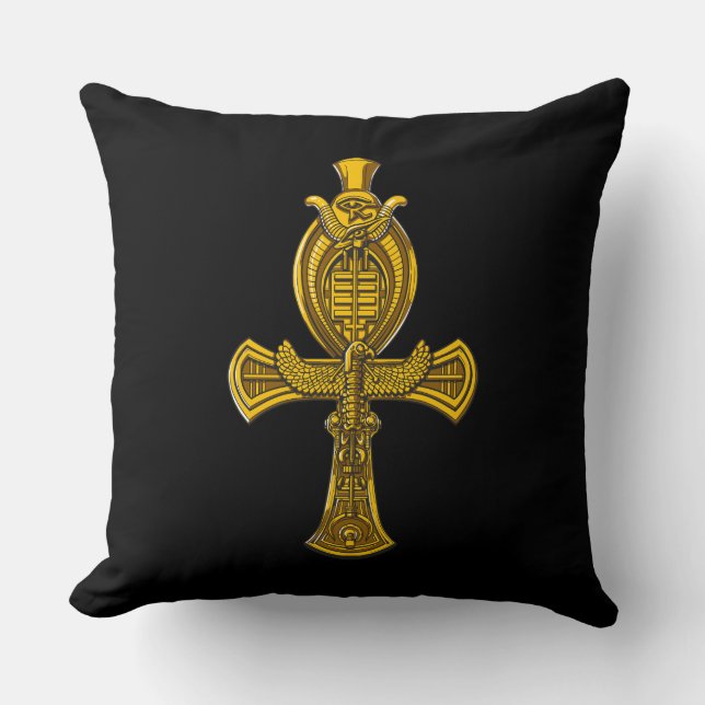 Ankh Eye Of Horus Ancient Egyptian Sacred Symbol Cushion (Front)