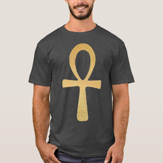 Ankh  Gold Ankh Symbol  w Egyptian Ankh Cross T-Shirt (Front)