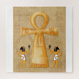 Ankh Key Of Life On Hieroglyph Jigsaw Puzzle
